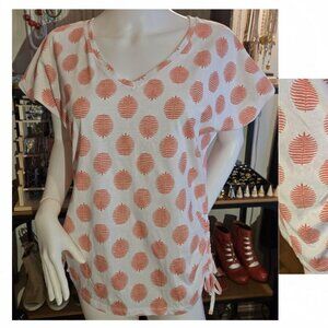 NWOT White Orange Cotton Printed T-Shirt Large